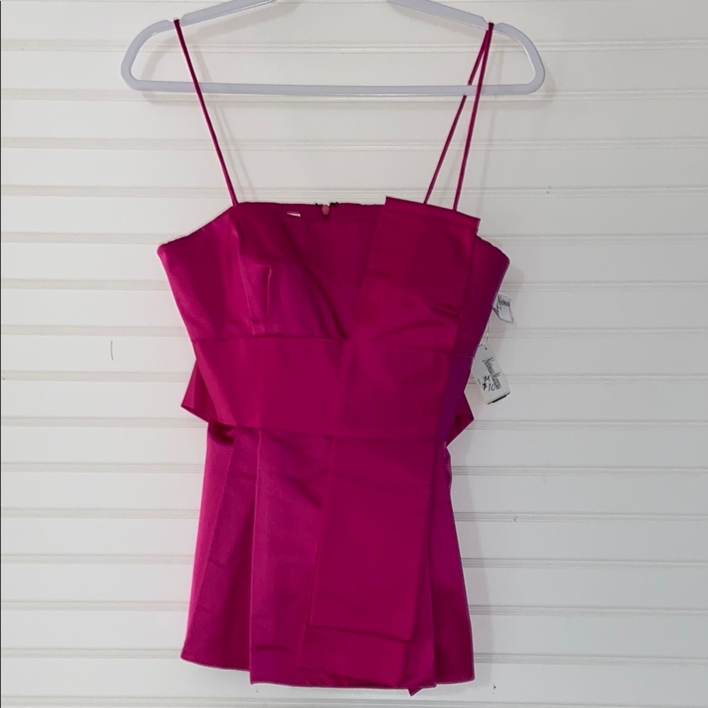 New Women's Evening Hot Pink Silk Statement Piece Top Sz 6 Org $340 Chetta B - Picture 11 of 13